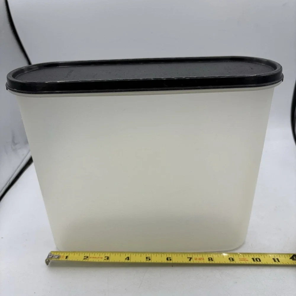 Tupperware Storage Container Modular Mate 4 Clear Super Oval 2351C-2 Black Lid